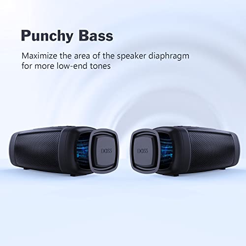 DOSS Bluetooth Speaker, Portable Wireless Bluetooth Speaker with 24W Powerful Sound, Rich Bass, IPX6 Waterproof, Wireless Stereo Pairing, 20H Playtime, Waterproof Speaker for Outdoor and Travel