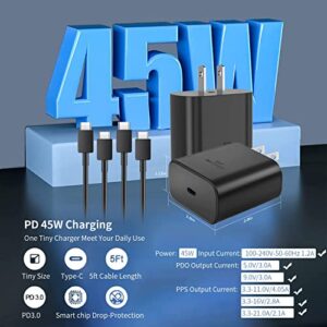 45W USB C Wall Charger,2Pack Samsung Fast Charger Type C Fast Charging Block with 5FT Fast Charging Cable for Samsung Galaxy S23 Ultra/S23+/S23/S22 Ultra/S22+/Note 20/S20/S21/S10,GalaxyTab PPS Charger