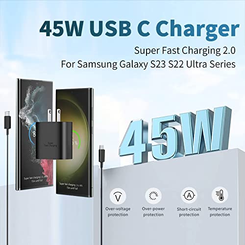 45W USB C Wall Charger,2Pack Samsung Fast Charger Type C Fast Charging Block with 5FT Fast Charging Cable for Samsung Galaxy S23 Ultra/S23+/S23/S22 Ultra/S22+/Note 20/S20/S21/S10,GalaxyTab PPS Charger