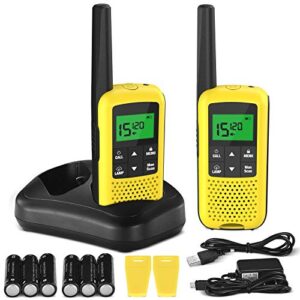 walkie talkies for adults – cotre two way radios, long range usb rechargeable walkie talkies w/ 2662 channels, noaa & weather alerts, vox scan, led lamp for outdoor activities, yellow