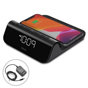 ihome 3-in-1 magnetic fast wireless charging clock for magsafe enabled devices, usb-c and usb-a charging, 25w total power output, fast wireless charing clock (iw23)