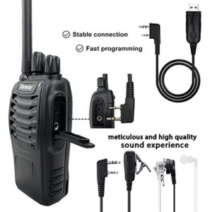 6Pack TW-888S Two Way Radio for Adult Long Range Rechargeable Handheld Walkie Talkie with Air Earpiece and Programming Cable and 6 Way Multi Unit Charger