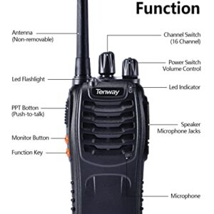 6Pack TW-888S Two Way Radio for Adult Long Range Rechargeable Handheld Walkie Talkie with Air Earpiece and Programming Cable and 6 Way Multi Unit Charger