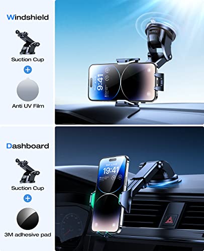 VICSEED Phone Mount for Car with [Anti-melting Anti-UV Film] Strong Power Suction Cup Dashboard & Windshield Car Phone Holder Mount Durable Hands-Free Universal Cell Phone holder for All Mobile Phones