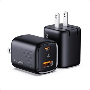 [2-pack] voltme 30w usb c charger (gan iii tech), pd pps compact charger block fast chargers, 30w usb-c power adapters for macbook air, iphone 14 13 12 mini pro max, galaxy s22/21, pixel 6 pro, ipad