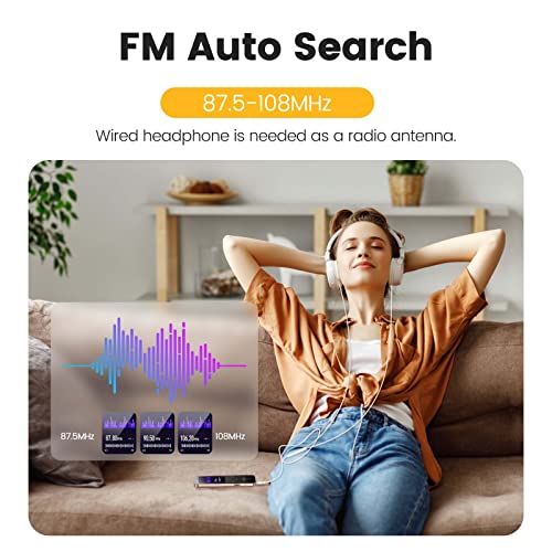 32GB MP3 Player with Bluetooth 5.3, AGPTEK A09X 2.4" Screen Portable Music Player with Speaker Lossless Sound with FM Radio, Voice Recorder, Supports up to 128GB, Black