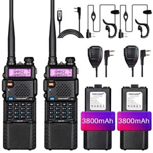 tidradio gm-5r gmrs radio, two way radio gmrs repeater capable, with 3800mah battery, dual band scanning receiver and noaa weather & alarm gmrs handheld radio(2 pack)