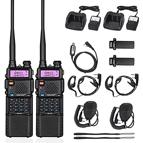 TIDRADIO GM-5R GMRS Radio, Two Way Radio GMRS Repeater Capable, with 3800mAh Battery, Dual Band Scanning Receiver and NOAA Weather & Alarm GMRS Handheld Radio(2 Pack)