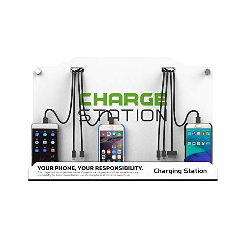 VIPATEY Wall Mounted Cell Phone Charging Station High Speed Cables with 8 Ports Applicable Airport Hospitals Banks Hotel Shopping Malls and Public Places