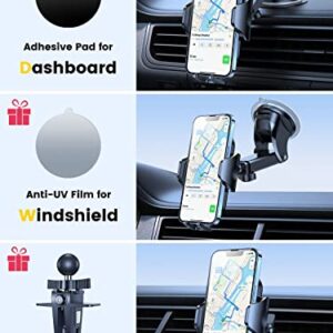 VICSEED Upgraded Phone Mount for Car - Anti-UV & No Melting Suction Cup - Long Arm Car Phone Holder Mount - Dashboard Vent Windshield Cell Phone Holder Car for iPhone 14 Pro Max Plus 13 All Mobiles