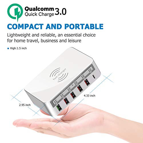 USB Fast Charger FUHAOXUAN Multi-Port 100W-6 Port USB Fast Charging Station Charger 3.0 QC 3.0 for iPhone Xs iPhone 11/11 Pro / 11 Pro Max iPhone X/XR/XS/XS Max iPhone 8/8 Plus