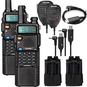 ham radio uv-5r pro 8w high power two way radio with 3800mah battery,handheld speaker mic, radio case 2 pack and one programming cable,