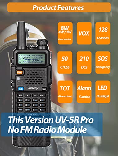 Ham Radio UV-5R Pro 8W High Power Two Way Radio with 3800mAh Battery,Handheld Speaker Mic, Radio Case 2 Pack and one Programming Cable,