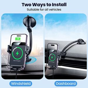 Wireless Car Charger, GBEAST Car Phone Holder Mount Wireless Charging, 1 Second Auto-Clamping & Alignment Dashboard Wireless Car Charger Mount for iPhone 13 12 11 XR SE, Galaxy S10/S22/S20+, LG, etc