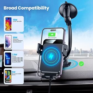 Wireless Car Charger, GBEAST Car Phone Holder Mount Wireless Charging, 1 Second Auto-Clamping & Alignment Dashboard Wireless Car Charger Mount for iPhone 13 12 11 XR SE, Galaxy S10/S22/S20+, LG, etc