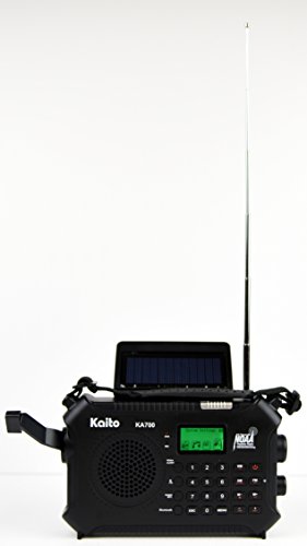 Kaito KA700 Bluetooth Emergency Hand Crank Dynamo & Solar Powered AM FM Weather NOAA Band Radio with Recorder and MP3 Player - Rugged Design for Hiking, Camping, Construction Sites, Etc. (Black)