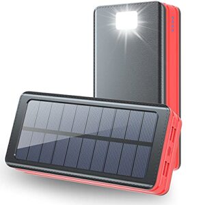 solar power bank 50000mah,znust portable solar charger external battery pack with 4 outputs ports dual inputs usb type c and 9 led flashlights cell phone charger for camping outdoor