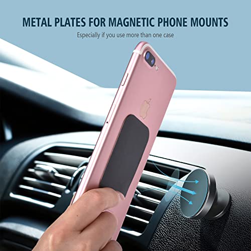 SANITRO Mount Metal Plate for Cell Phone Magnet Holder Magnetic Car Mount with Strong Adhesive Sticker, 2 Round and 2 Rectangle Black