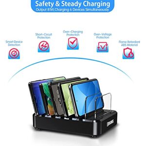Fast PD USB-C Charging Station, COSOOS 81W 6-Port USB Charging Station for Android Devices with 3 PD 20W USB-C Charger & 6 Short Cables, Multi Type C Charger Station