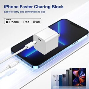 iPhone Fast Charger,2-Pack Apple MFi Certified Type C Block Fast Charging Wall Plug with 10 Foot Long USB C to Lightning Cable Cord Compatible with iPhone 14/13/12/11/Pro/Pro Max/11/Xs Max/XR/X,iPad