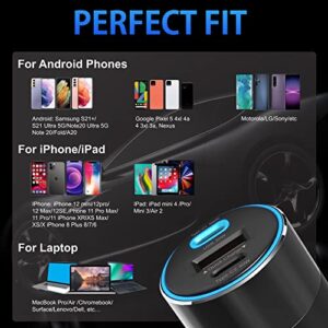 160W USB C Car Charger E-Marker Lightning Cable, DPH Type C Car Charger QC3.0 PD, Metal 3 Port Super Fast Charging Car Adapter for iPhone 13/12/11 Pro Max, Samsung S22 S21 iPad MacBook Pro Air Laptop