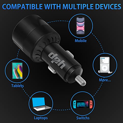 160W USB C Car Charger E-Marker Lightning Cable, DPH Type C Car Charger QC3.0 PD, Metal 3 Port Super Fast Charging Car Adapter for iPhone 13/12/11 Pro Max, Samsung S22 S21 iPad MacBook Pro Air Laptop