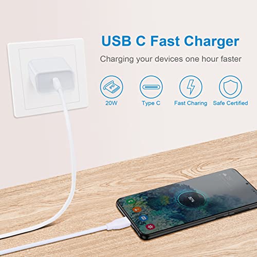 USB C Fast Charger Head for iPhone 14 Pro, 20W USB C Power Adapter Fast Charging Block Brick Cube Box for iPhone 14 Pro Max/13/12/11/Pro/Max/Mini/SE/XS, Samsung Galaxy S23 S22 S21 S20, Pixel 7 Pro 6a