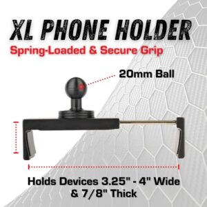 Bulletpoint XL Dash Mount Cell Phone Holder for Oversized Phones & Cases Compatible with iPhone and Android Smartphones - 20mm (0.787 inches) Attachment Ball Expands up to 4 Inches Wide