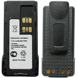 Teseko PMNN4409 PMNN4409AR PMNN4491BR PMNN4491 PMNN4493A PMNN4412 7.4V 3000mAh Li-ion Two-Way Radio High-Capacity Battery Replacement for Motorola XPR3300 XPR3500 DP4400 XPR7350 XPR7550+Belt Clip