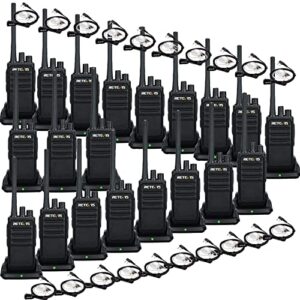 retevis rt17 walkie talkies with earpiece and mic,handheld 2 way radio rechargeable,portable two way radios long range,vox handsfree for adults school business construction warehouse(20 pack)