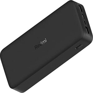 xiaomi mi 20000mah redmi power bank 74wh 3.6a w/ 2 usb-a port rapid charge two devices at once, dual micro-usb/usb-c input port, portable charger for iphone ipad galaxy smartphones