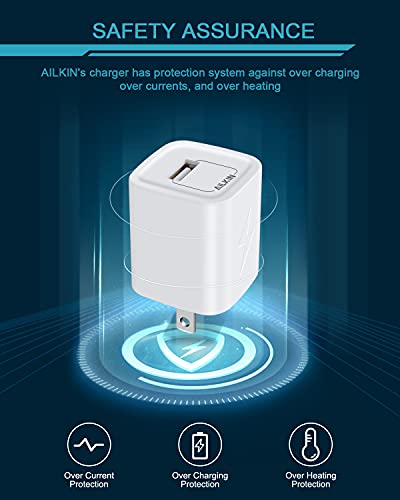 Charger Block, AILKIN 5Pack USB Wall Charging Adapter Fast Charge Power Plug Brick for iPhone 14 13 Pro Max 12 11, Samsung Galaxy S22 Ultra, Google, LG, One Port USB Mini Station Cube Box for Travel