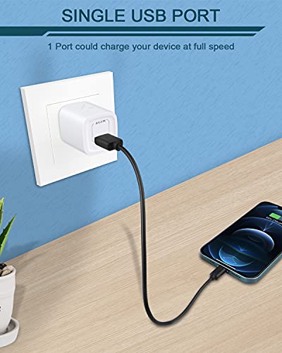 Charger Block, AILKIN 5Pack USB Wall Charging Adapter Fast Charge Power Plug Brick for iPhone 14 13 Pro Max 12 11, Samsung Galaxy S22 Ultra, Google, LG, One Port USB Mini Station Cube Box for Travel