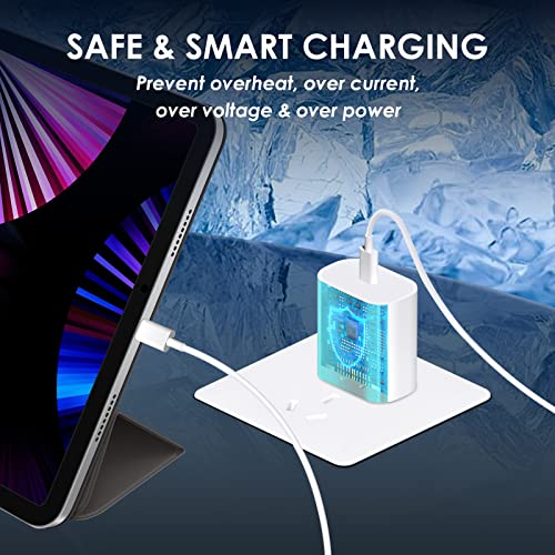 20W USB C Fast Charger,Compatible with iPad Pro 12.9inch 6th/5th/4th/3rd; iPad Pro 11inch 4th/3rd/2nd/1st; iPad Air 4/5th; iPad 10th;Ipad Mini 6th, PD Wall Charger with 6.6ft USBC to C Charging Cable