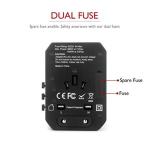 European Travel Plug Adapter, hyleton Worldwide Travel Adapter, 4 USB Ports with 5.6A High Speed Charger and 1 3.0A Type C International Wall Charger All in One Universal Adaptor