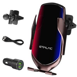 gtimlmc wireless car charger vent mount qi 15w fast charging 360° rotating auto clamping phone holder suitable for iphone 13/12/11/ pro/max/x/xs/xr/8/8p samsung s22/s21 +/s20/s10/s9/s8/note 20/10/9/8