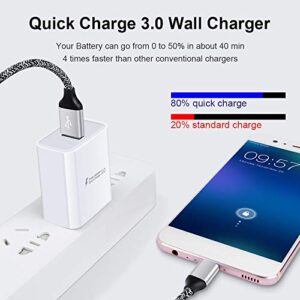 Quick Charge 3.0 Fast Wall Charger for LG Stylo 6 5 4, LG K51 K92, LG G8 G7 G6 G5 V35 V40 V60 ThinQ, LG Velvet, Samsung Galaxy S23 S22 S21 S20 S10, 18W Rapid Adapter with 6Ft USB Type C Charging Cable