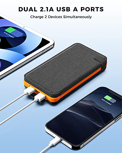 A ADDTOP Solar Charger Power Bank - 25000mAh Portable Solar Phone Charger with 4 Solar Panels & Dual 2.1A USB A Outputs External Battery Pack for Phones Tablets Outdoor Camping