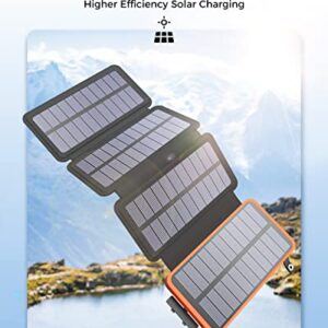 A ADDTOP Solar Charger Power Bank - 25000mAh Portable Solar Phone Charger with 4 Solar Panels & Dual 2.1A USB A Outputs External Battery Pack for Phones Tablets Outdoor Camping