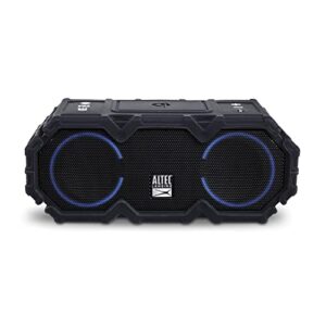 altec lansing lifejacket jolt – waterproof bluetooth speaker, durable & portable speaker with qi wireless charging and voice assistant, black w/lights