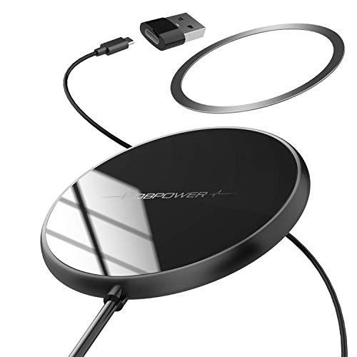 DBPOWER Magnetic Wireless Charger, Qi 15W Max Fast Charging Pad with Magnetic Ring for iPhone 13/13 Pro/13 Mini/12/SE 2020/11/X/8,Samsung Galaxy S21/S20/Note 10/S10,AirPods Pro, No AC Adapter