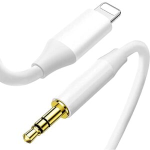 muerkai aux cord for iphone,3.5mm aux cable for car compatible with iphone 14/13/12/11/pro/max/se/10/xs/xr/x/8/7/6/ipad/plus for car home stereo,speaker,headphone,3.3ft (white)
