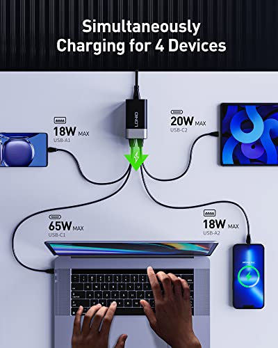 120W USB C Charger, LDNIO 4 Ports GaN III Fast Desktop Charger with 2 USB-C +2 USB-A, PD 100W Power Adapter for MacBook Pro/Air, iPad, iPhone 14/14 Pro Max/14 Plus, Galaxy 22/21, Steam Deck and More