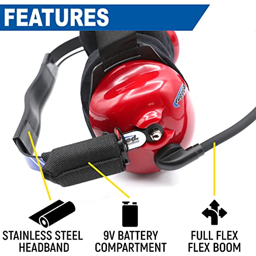 Rugged NASCAR Linkable Behind The Head Headset for Race Fan Racing Radios Electronics Communications – Connects to Scanners