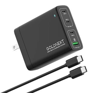 100w usb c wall charger,gan iii 4-port pps pd fast charging station,goldnext foldable power block with type c cable compatible with macbook pro/air,xps,ipad pro,iphone14/13 max,galaxy s22/s21,pixel 7