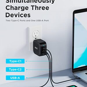 USB C Charger, EHO 65W GaN III PPS Fast Charger Adapter, 3-Port Foldable Compact Wall Charger Compatible with MacBook Pro/Air, Galaxy S22/S21, Note 20/10+, iPhone 13/12, iPad Pro, and More, Black