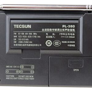 TECSUN PL-380 DSP FM Stereo. MW. SW. LW. World Band PLL Radio Receiver, LCD Display, ETM Function Added