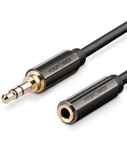 fospower (15 feet 3.5mm male to 3.5mm female stereo audio extension cable adapter [24k gold plated connectors] for apple, samsung, motorola, htc, nokia, lg, sony & more