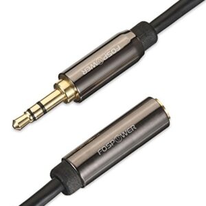 FosPower (15 Feet 3.5mm Male to 3.5mm Female Stereo Audio Extension Cable Adapter [24K Gold Plated Connectors] for Apple, Samsung, Motorola, HTC, Nokia, LG, Sony & More