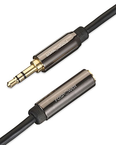 FosPower (15 Feet 3.5mm Male to 3.5mm Female Stereo Audio Extension Cable Adapter [24K Gold Plated Connectors] for Apple, Samsung, Motorola, HTC, Nokia, LG, Sony & More